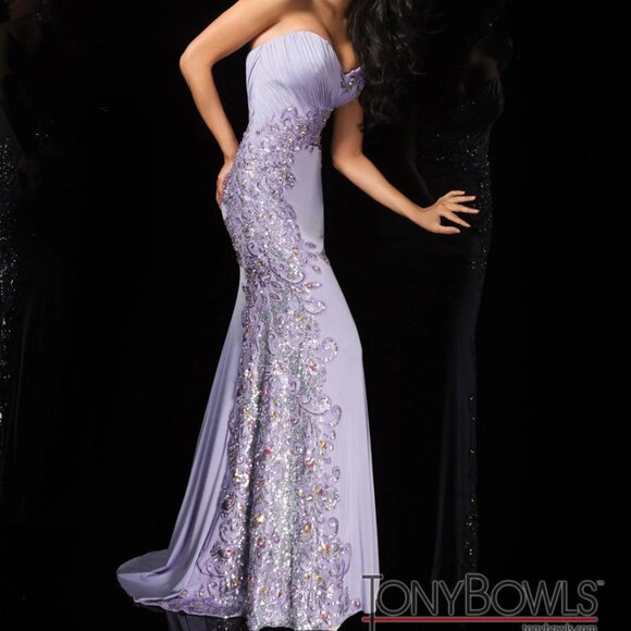 Tony Bowls Evening LILAC 4 LONG GOWN FORMAL PROM PAGEANT DRESS 114504 - Picture 4 of 10
